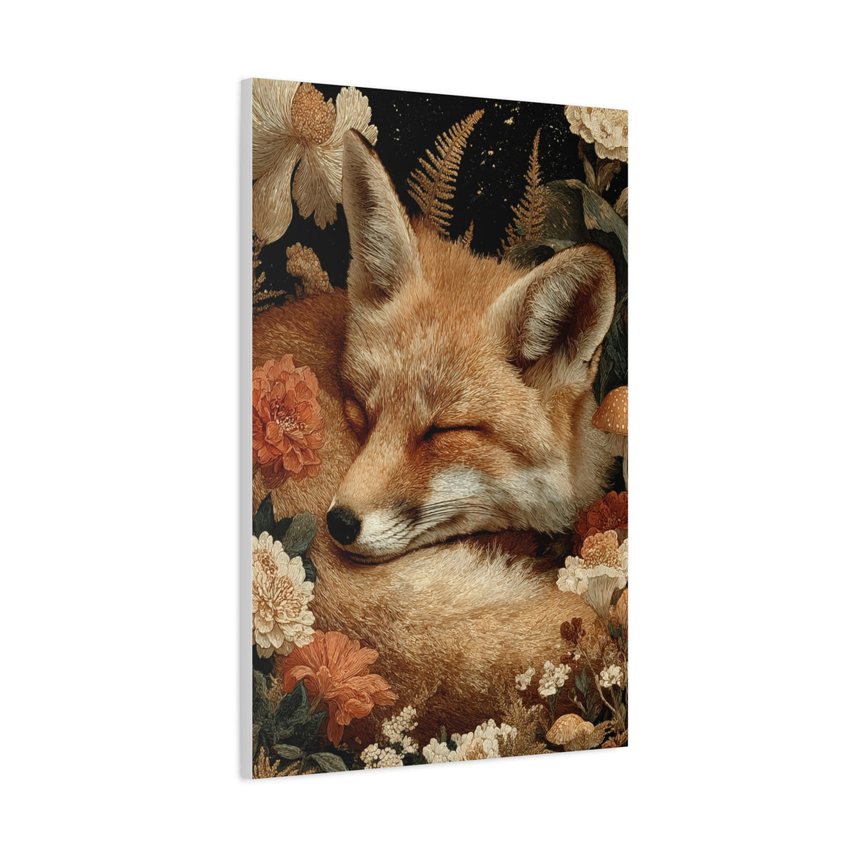 Sleeping Fox Floral Woodland Wall Art & Canvas Print