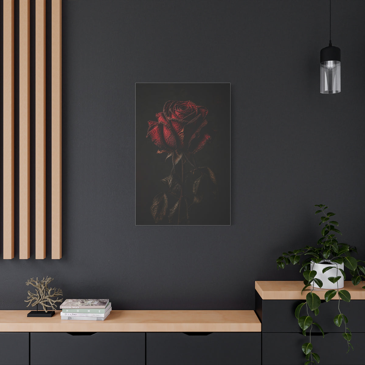 Dark Crimson Rose Still Life Wall Art & Canvas Print