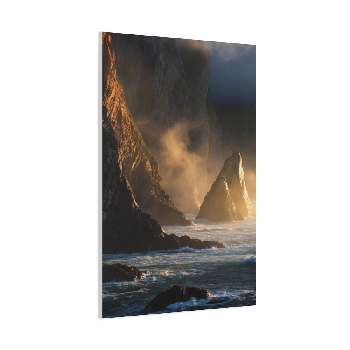 Dramatic Golden Light Coastal Cliffs Wall Art & Canvas Print