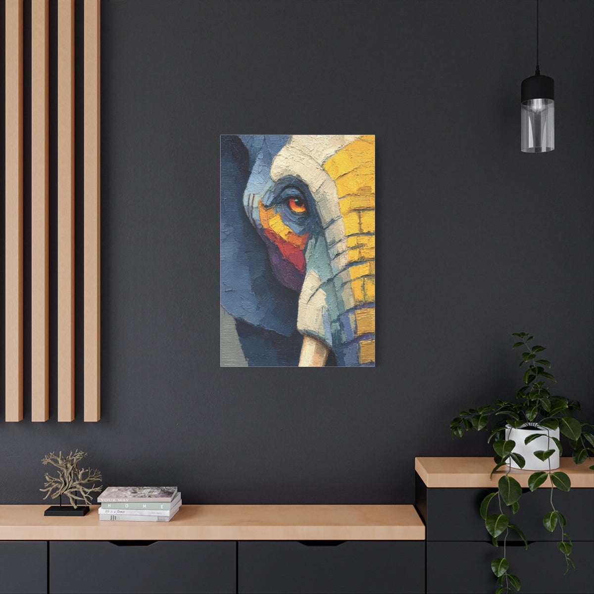 Expressive Oil Impasto Elephant Close-Up Wall Art & Canvas Print