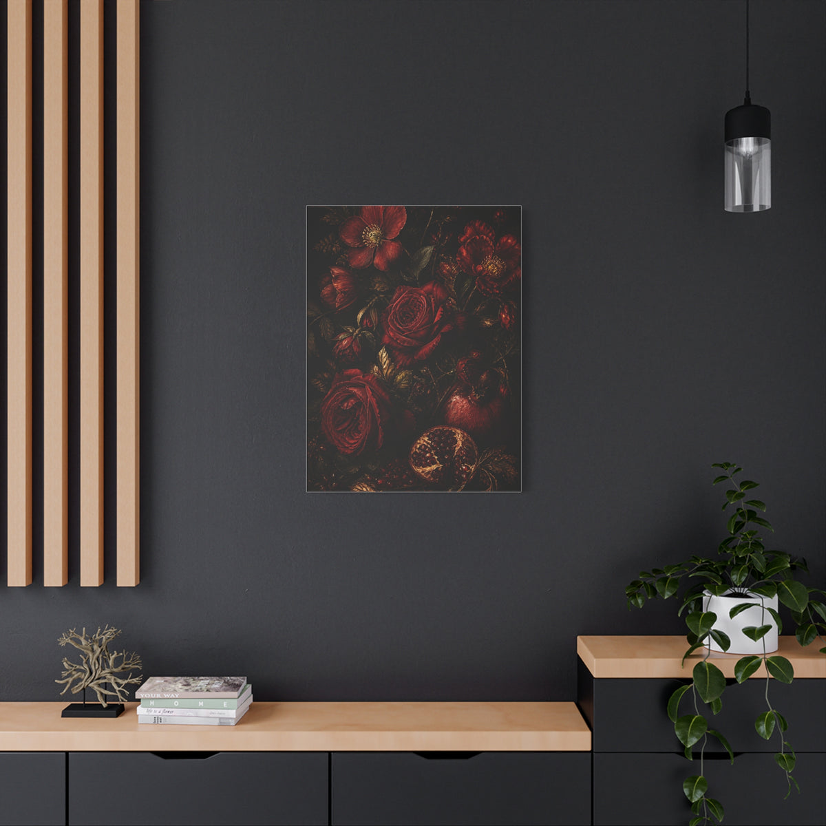 Dark Red Botanical Still Life Wall Art & Canvas Print