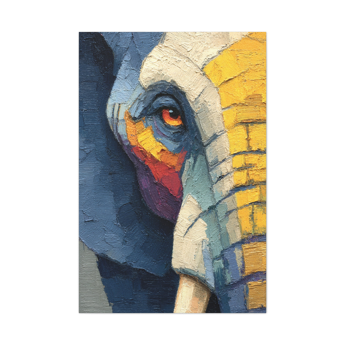 Expressive Oil Impasto Elephant Close-Up Wall Art & Canvas Print