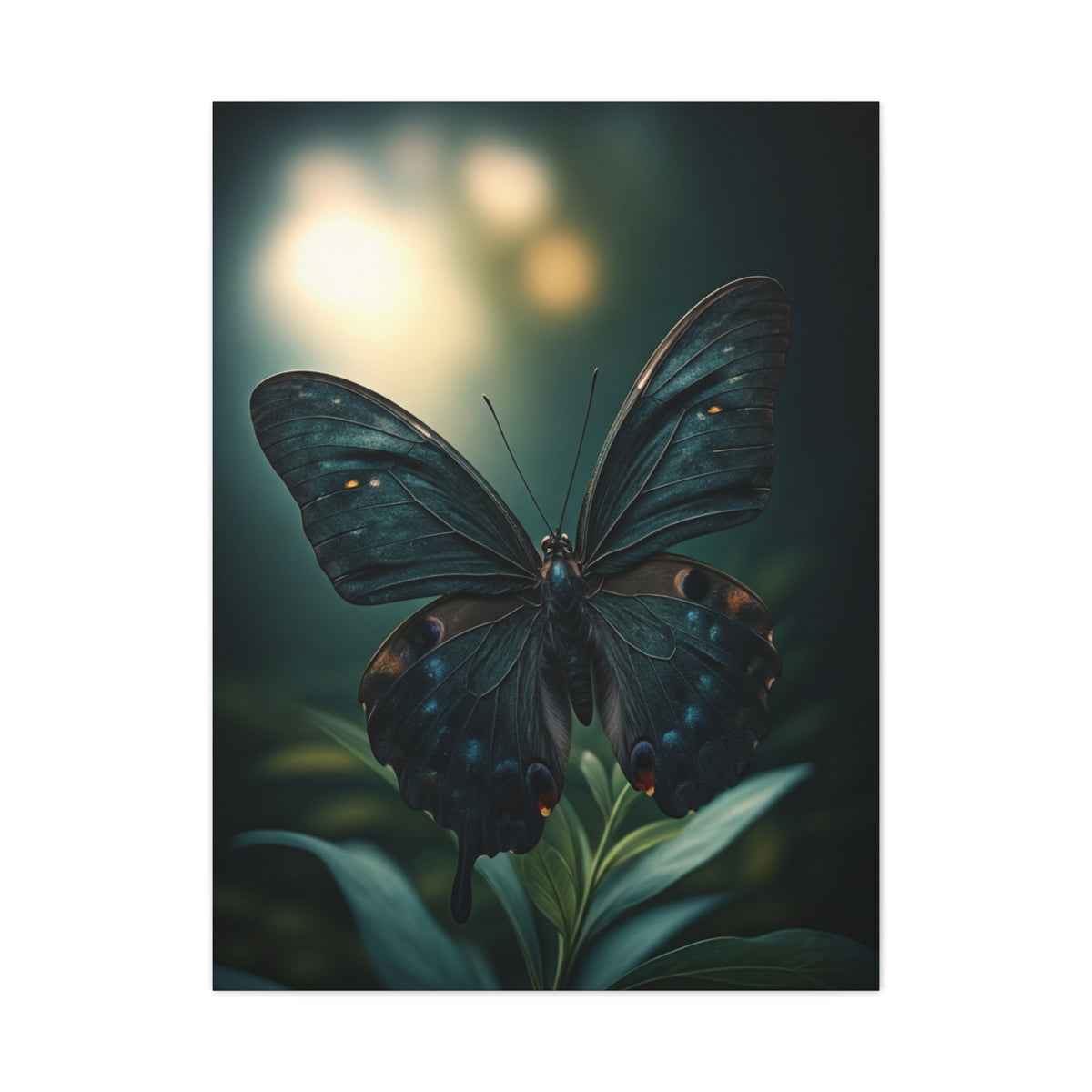 Midnight Forest Butterfly Botanical Study Wall Art & Canvas Prints