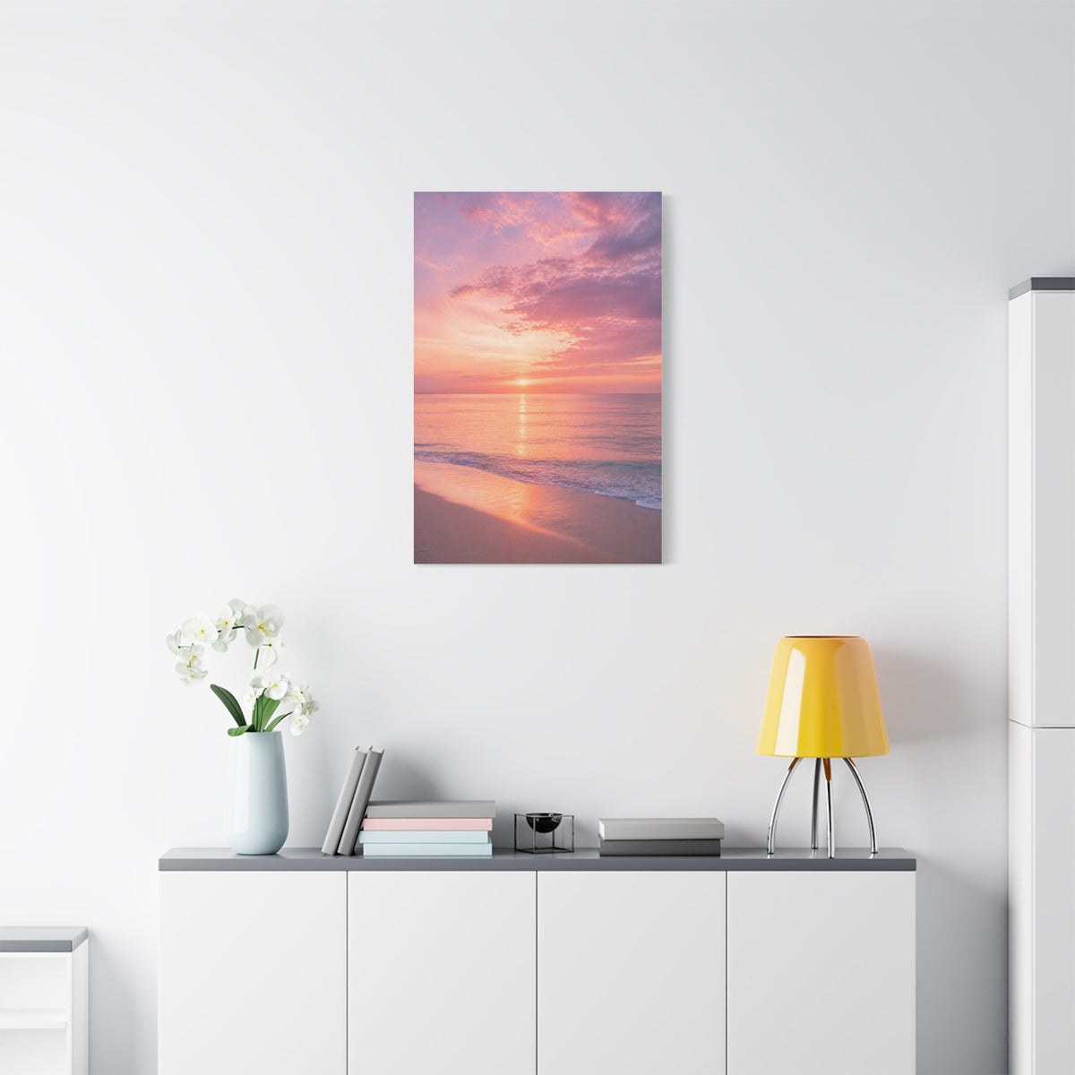 Blush Coastal Sunset Horizon Wall Art & Canvas Print