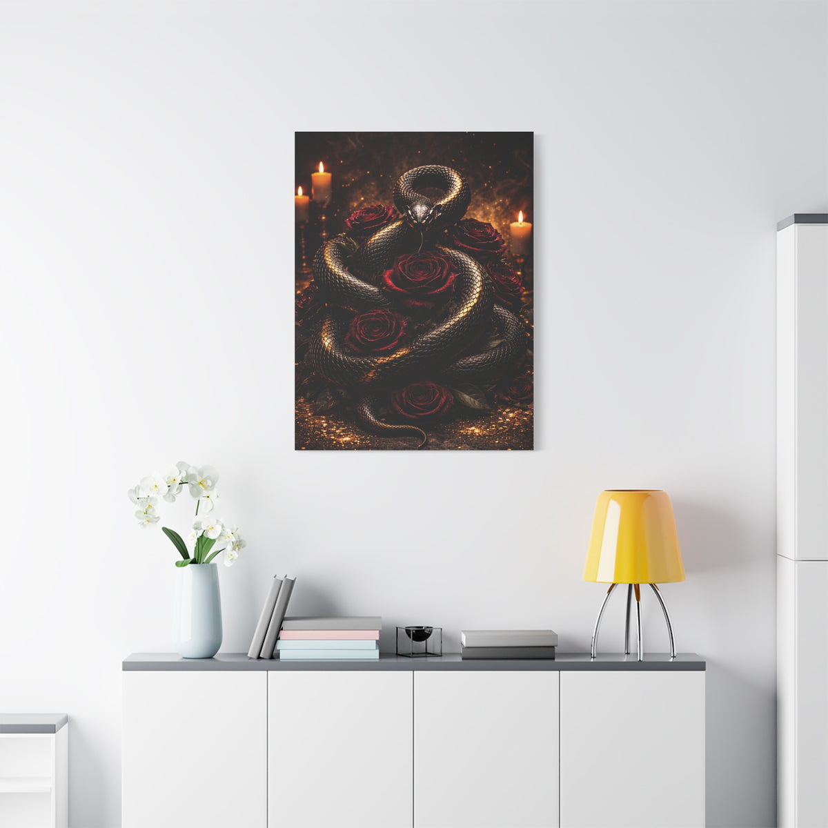Black Serpent Crimson Rose Gold Wall Art & Canvas Print