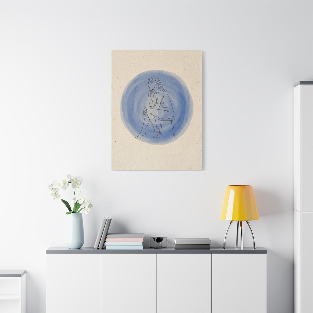 Minimal Thinker Line Art Composition Wall Art & Canvas Print