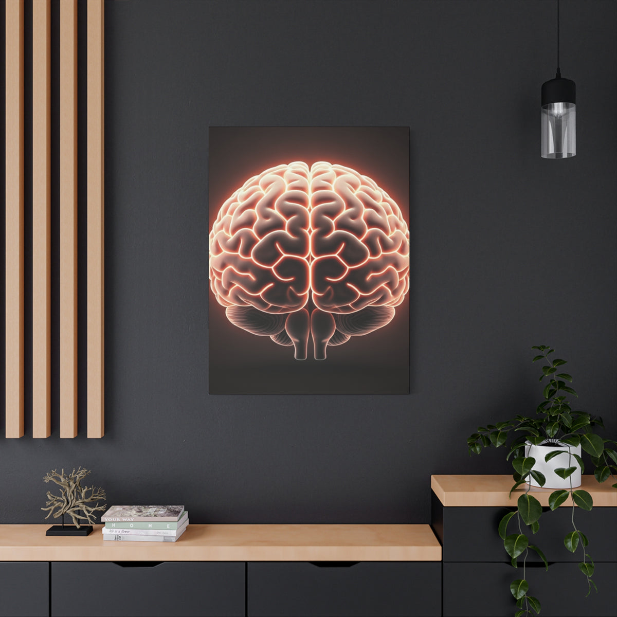 Neon Brain Art Canvas – Glowing Anatomy Wall Decor