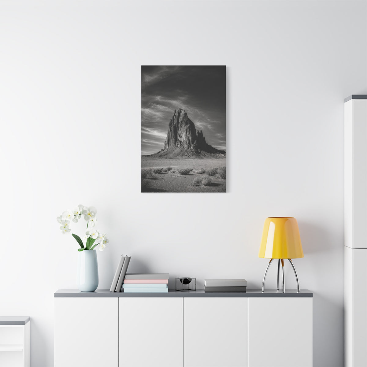 Desert Monolith Black and White Southwest Wall Art & Canvas Print