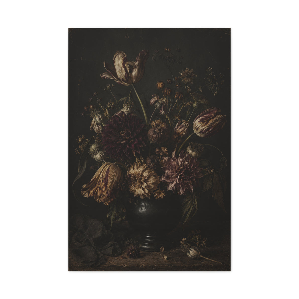 Dark Floral Old Master Still Life Wall Art & Canvas Print