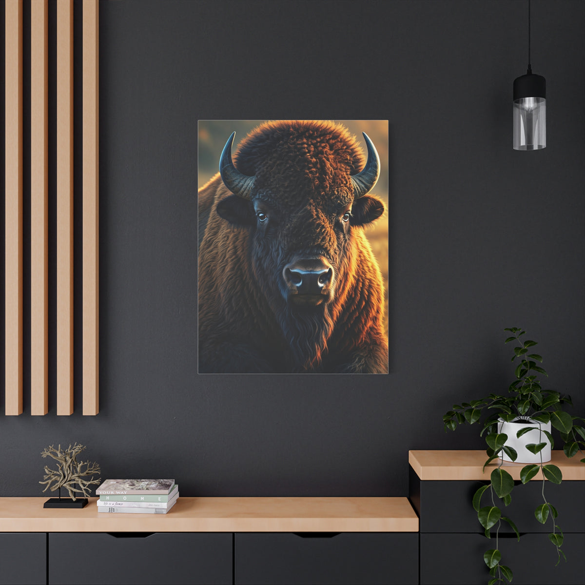 Warm Copper-Toned American Bison Portrait Wall Art & Canvas Print