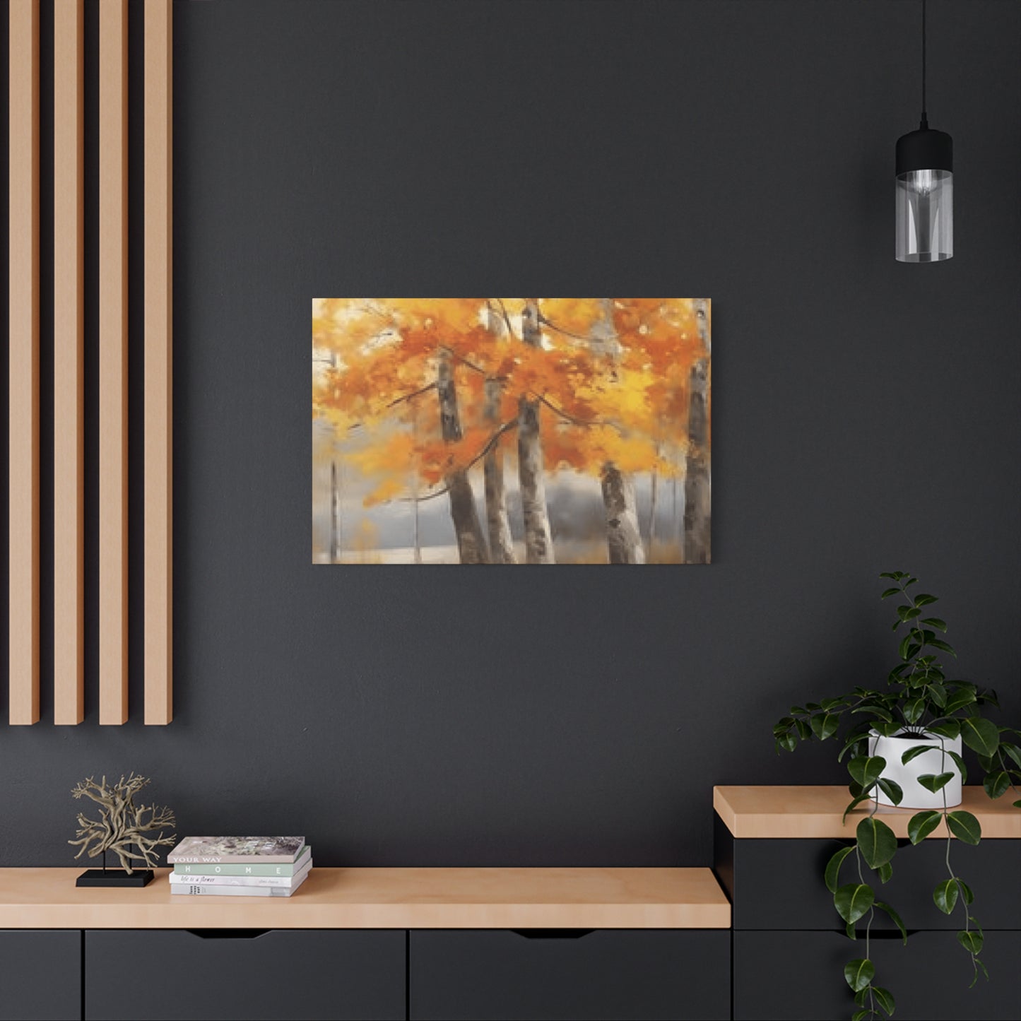 Orange Birch Trees Painting Wall Art & Canvas Prints