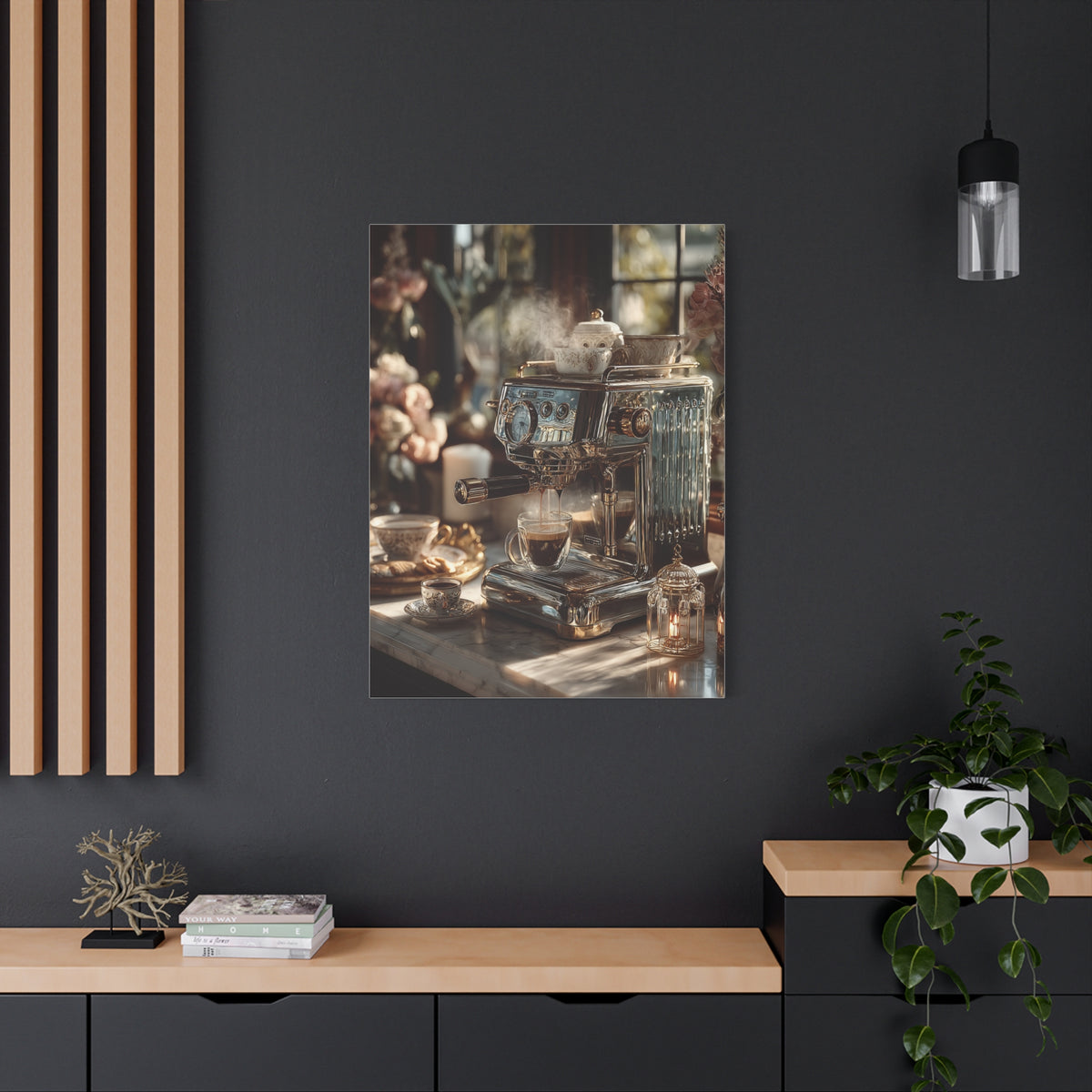 Luxury Espresso Machine Café Scene Wall Art & Canvas Print