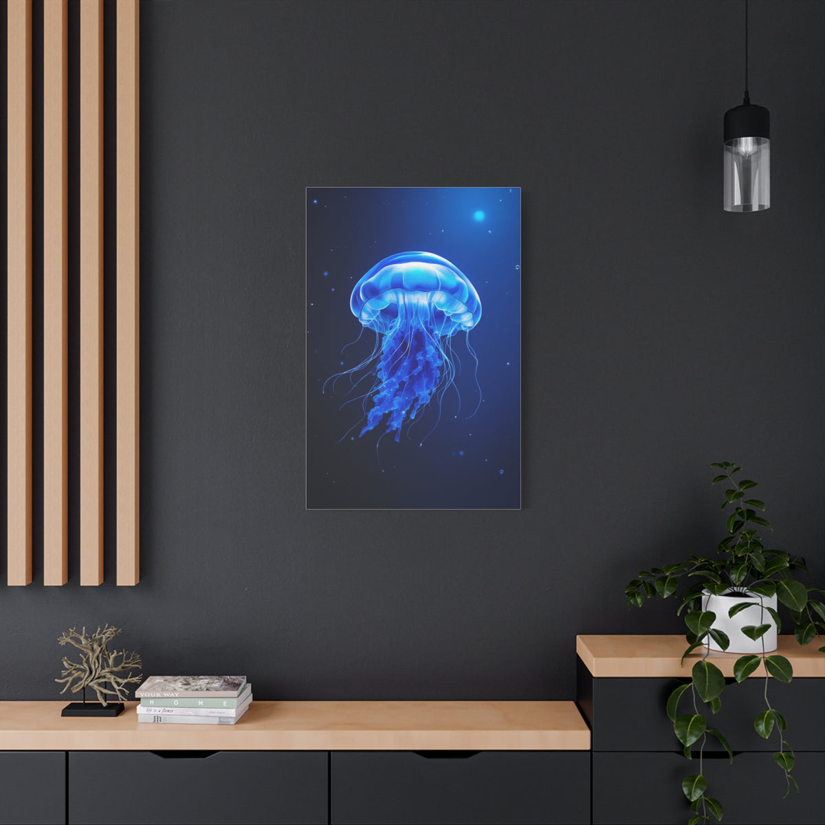 Glowing Jellyfish in Midnight Blue Waters Wall Art & Canvas Prints