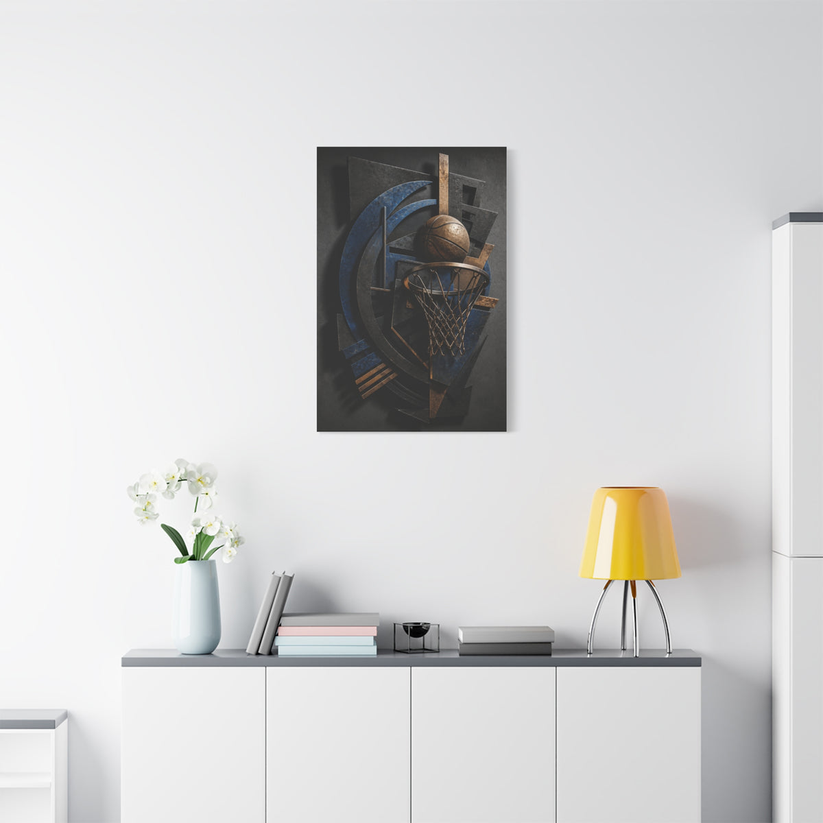 Layered Metal Basketball Sculpture Sports Wall Art & Canvas Print
