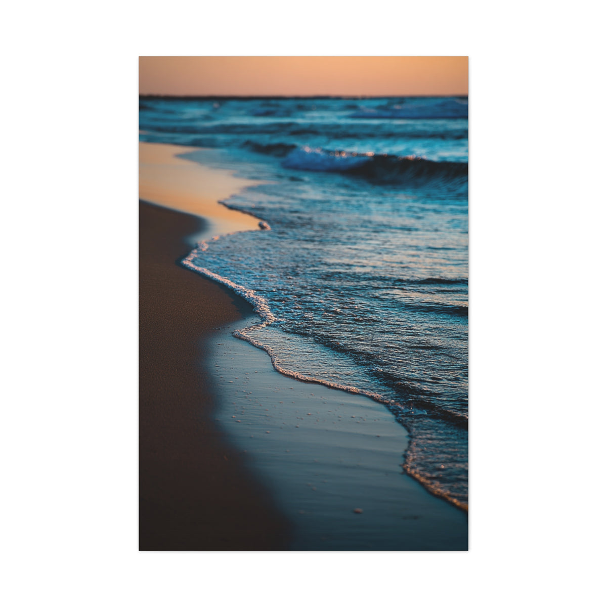 Gentle Sunset Waves on Quiet Shoreline Wall Art & Canvas Print