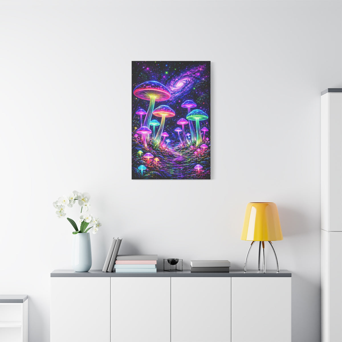 UV-Reactive Psychedelic Mushroom Forest Wall Art & Canvas Print