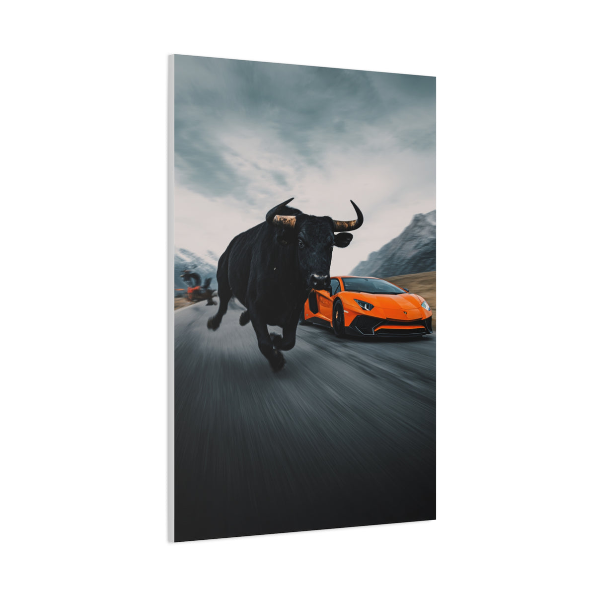 Charging Bull vs Lamborghini Aventador Power Duel Wall Art & Canvas Print