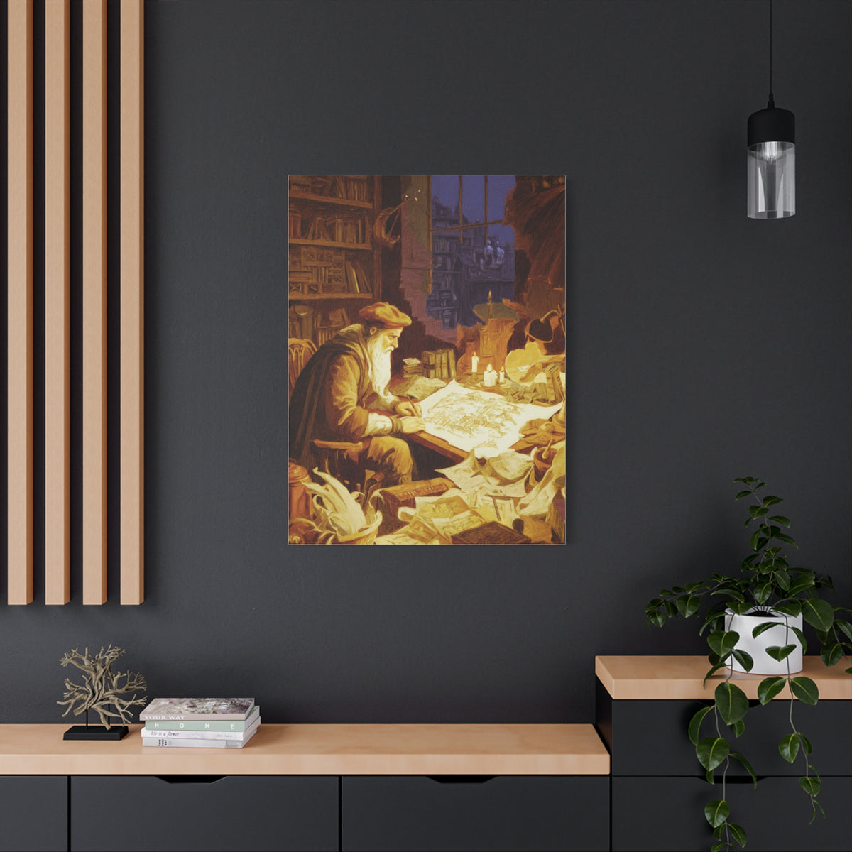 Leonardo da Vinci Working in His Workshop Wall Art & Canvas Print