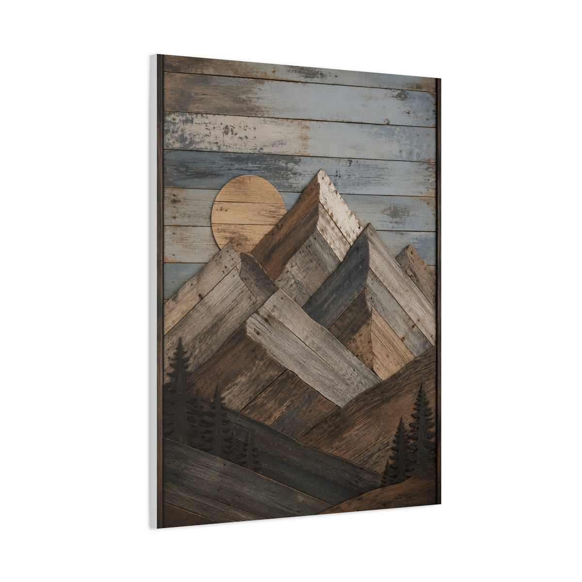 Reclaimed Wood Mountain Landscape Wall Art & Canvas Print