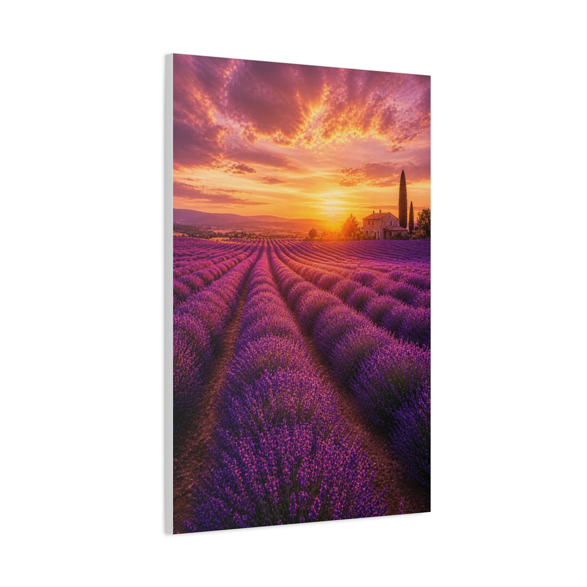 Lavender Fields Sunset Landscape Wall Art & Canvas Print