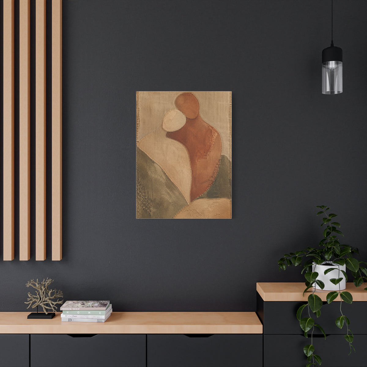 Minimal Abstract Embrace Romance Wall Art & Canvas Print