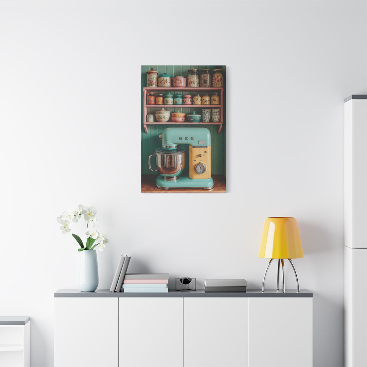 Vintage Pastel Kitchen Mixer Display Wall Art & Canvas Print