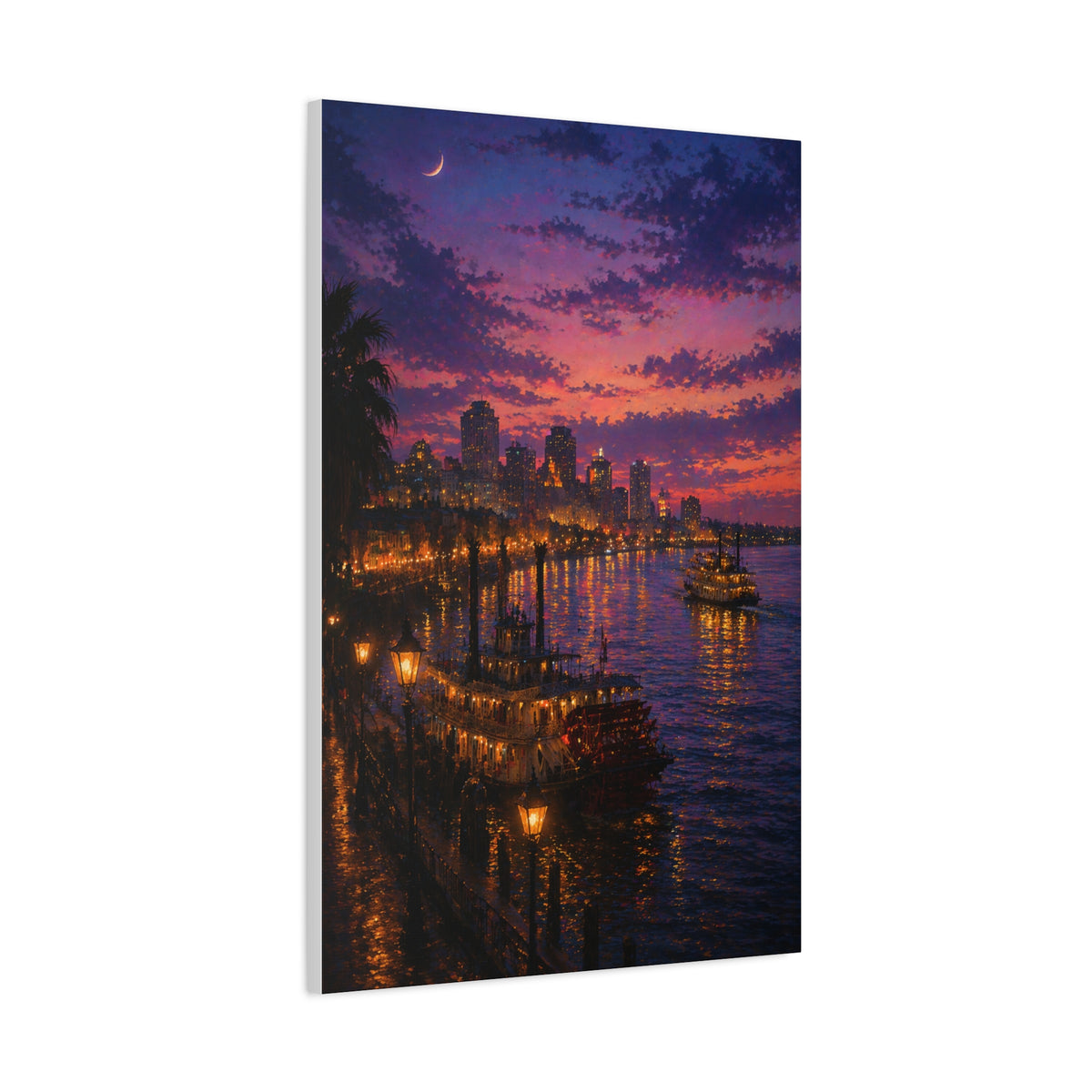 Mississippi River Twilight Cityscape Wall Art & Canvas Print