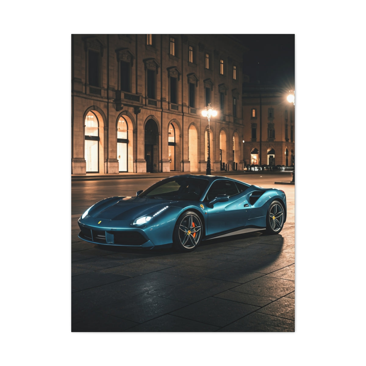 Ferrari 488 GTB Night City Square Wall Art & Canvas Prints