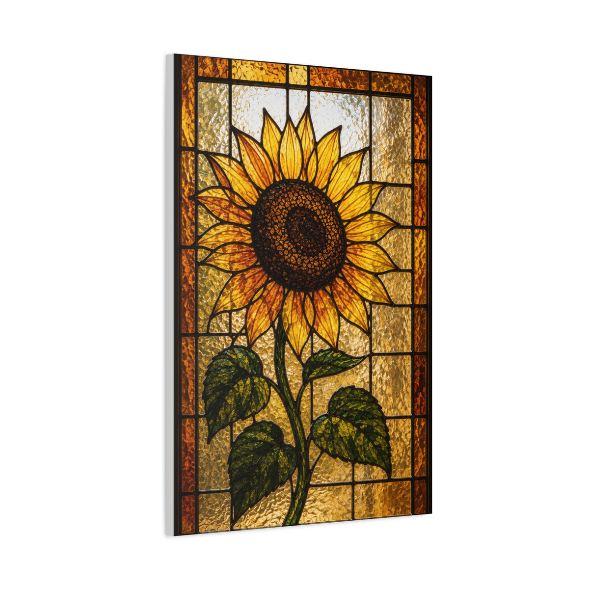 Classic Stained Glass Sunflower Panel Wall Art & Canvas Print