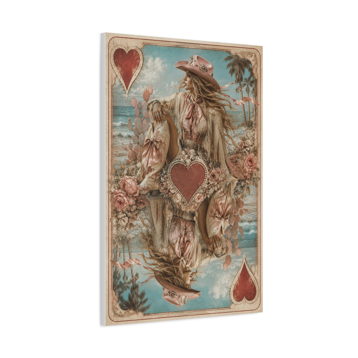 Coastal Cowgirl Playing Card Portrait Wall Art & Canvas Print