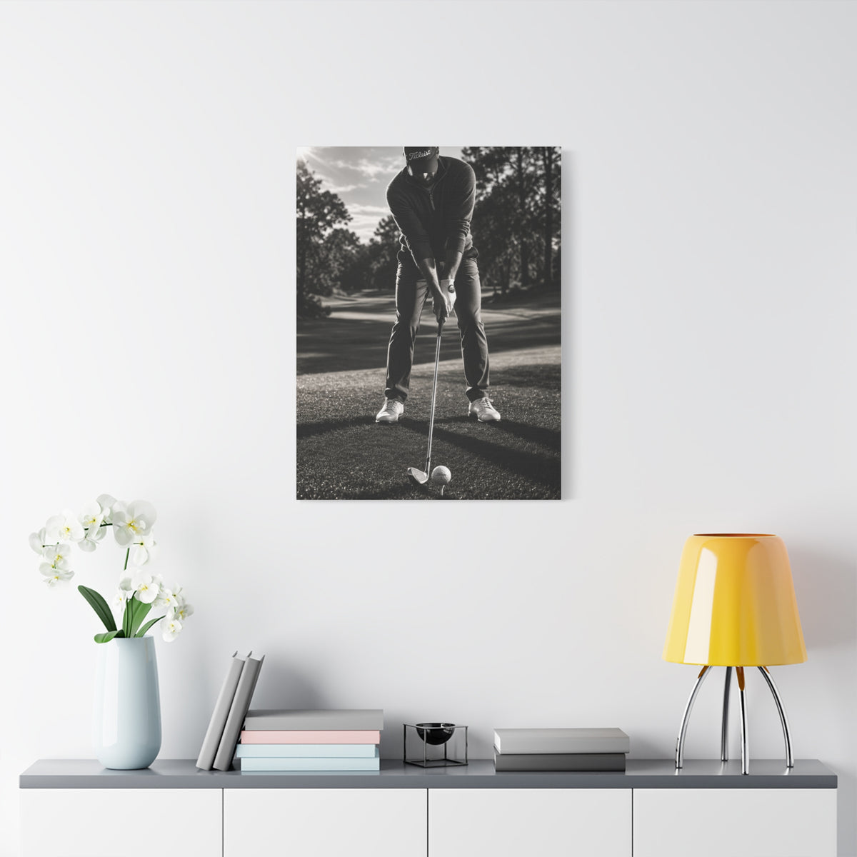 Black and White Golf Grip Portrait Wall Art & Canvas Print