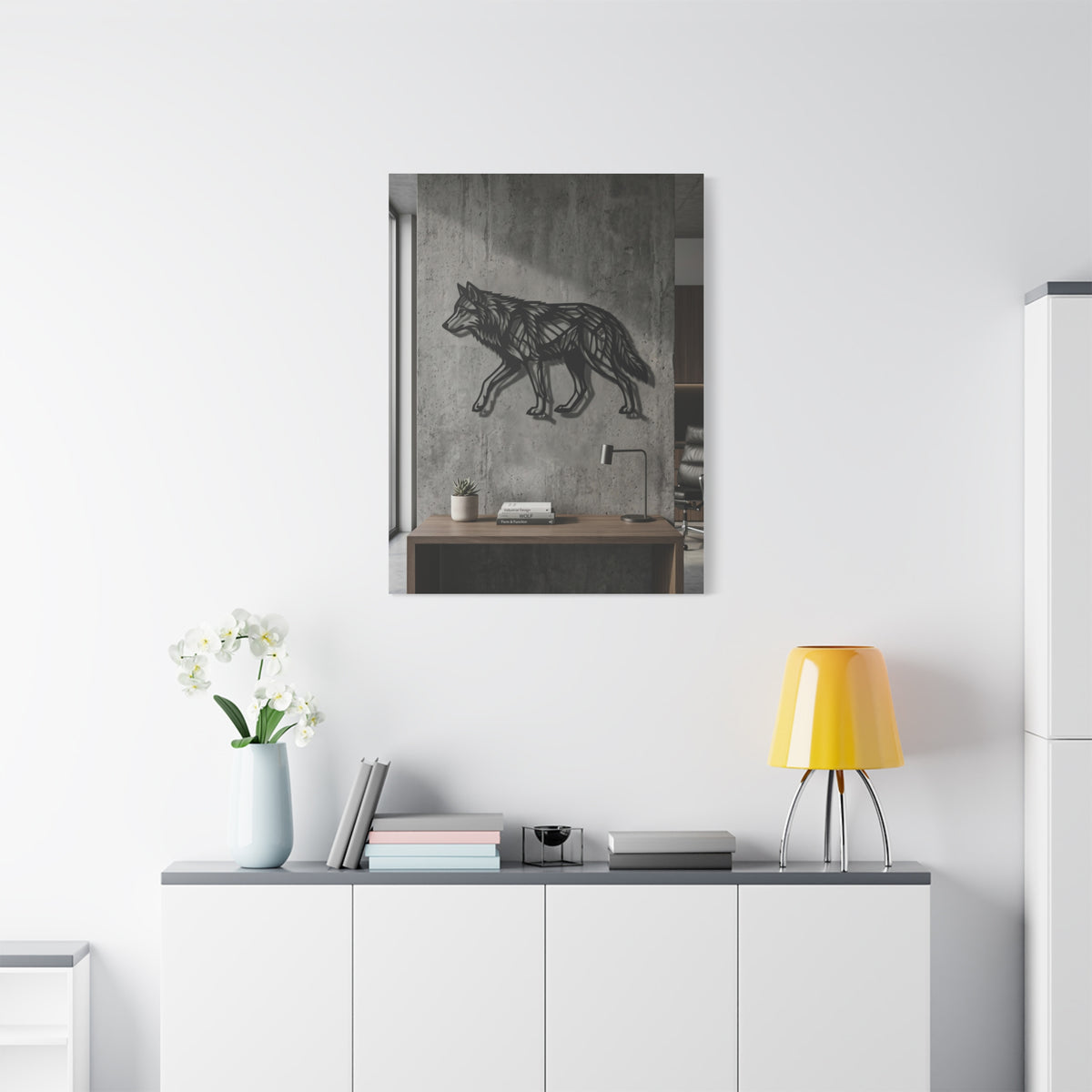 Geometric Line Wolf Wall Sculpture Panel Wall Art & Canvas Print