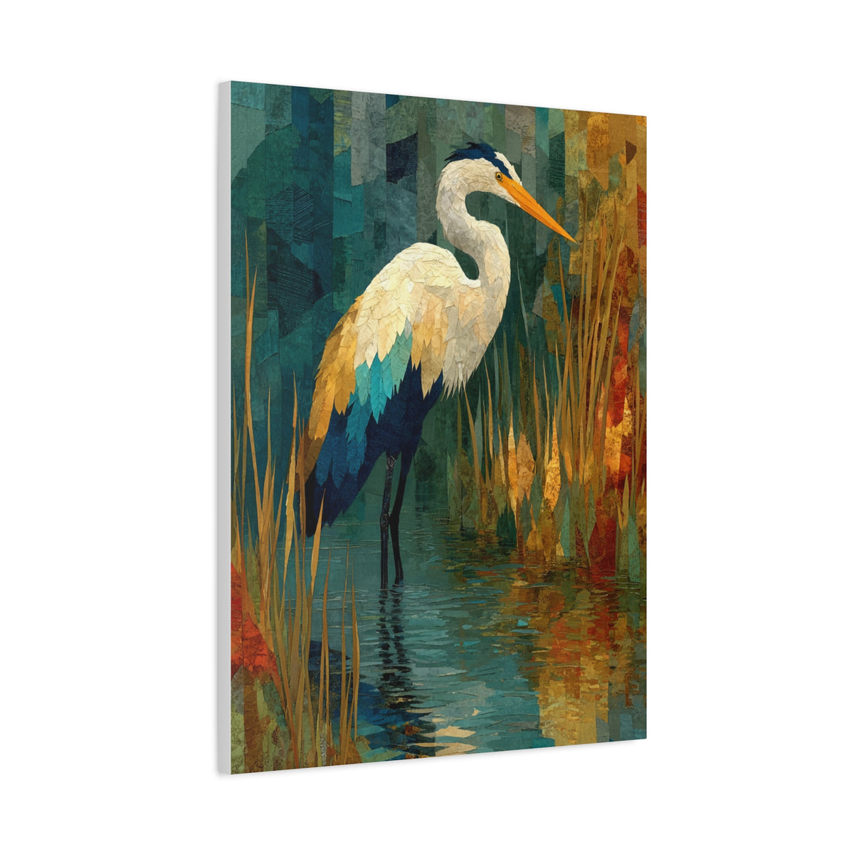 Marsh Heron Textured Composition Wall Art & Canvas Print
