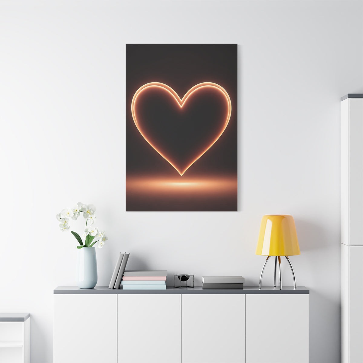 Luminous Heart Minimal Glow Wall Art & Canvas Prints