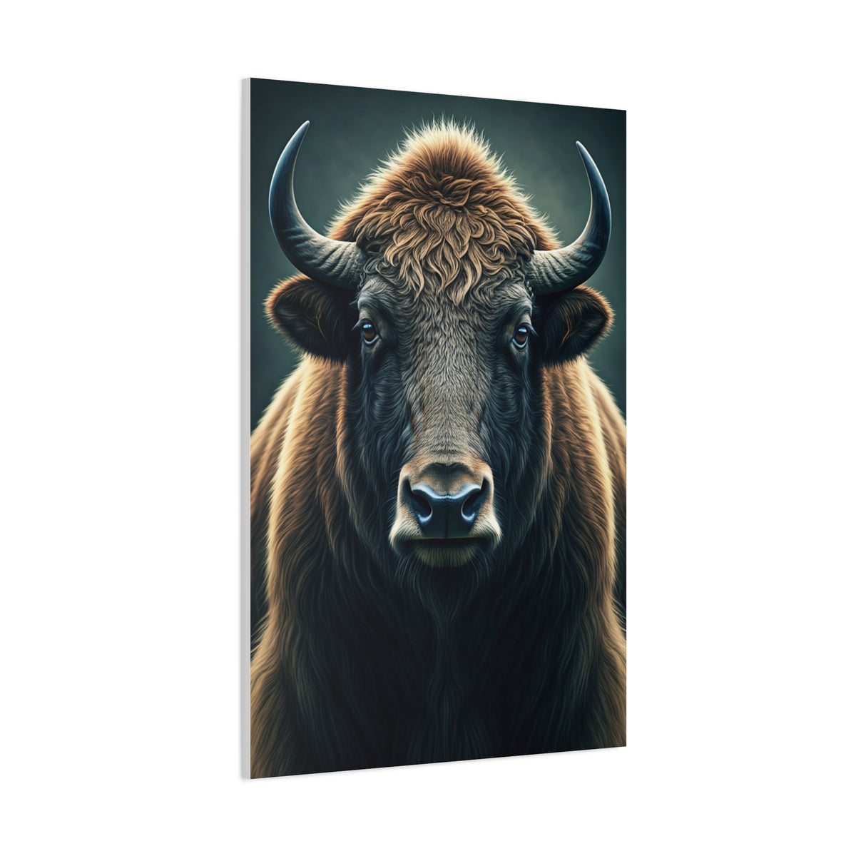 American Bison Frontal Portrait with Dramatic Overcast Lighting Wall Art & Canvas Print