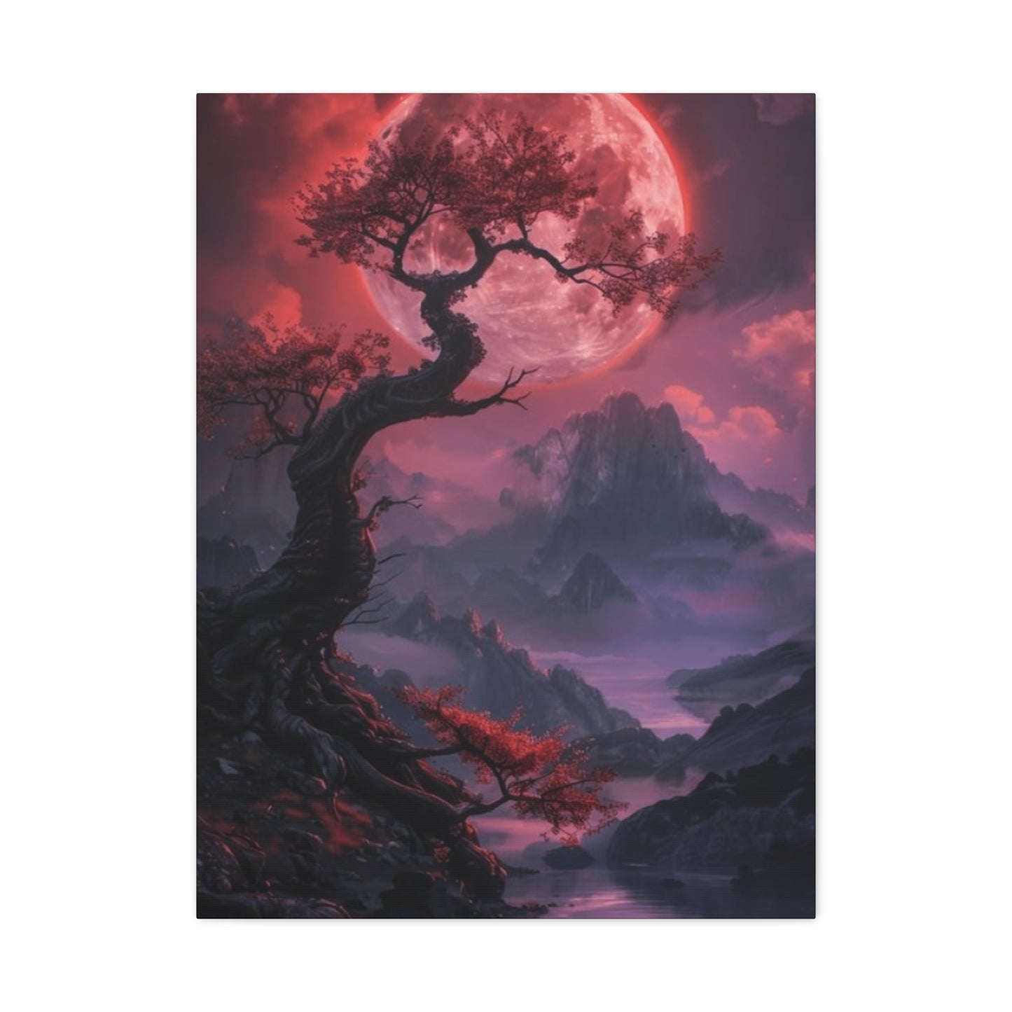 Red Moon and Tree Wall Art & Canvas Prints