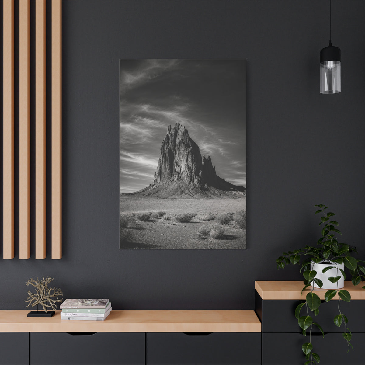 Desert Monolith Black and White Southwest Wall Art & Canvas Print