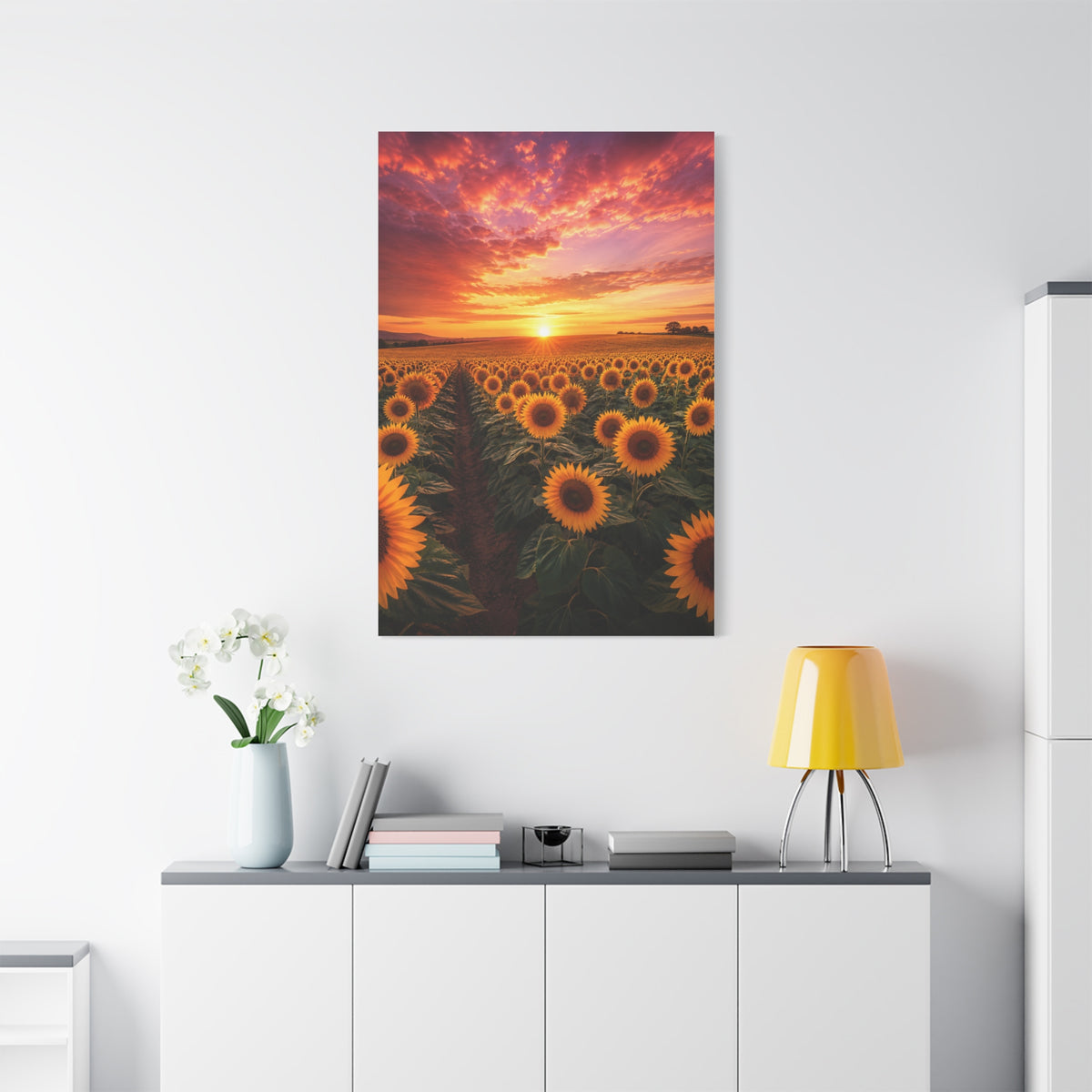 Golden Horizon Sunflower Field Wall Art & Canvas Print