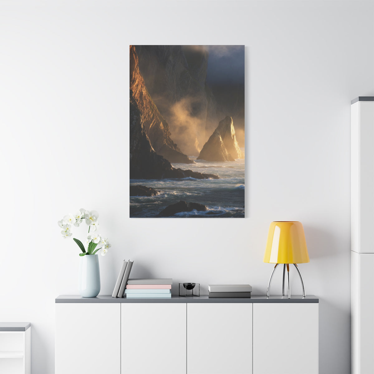 Dramatic Golden Light Coastal Cliffs Wall Art & Canvas Print