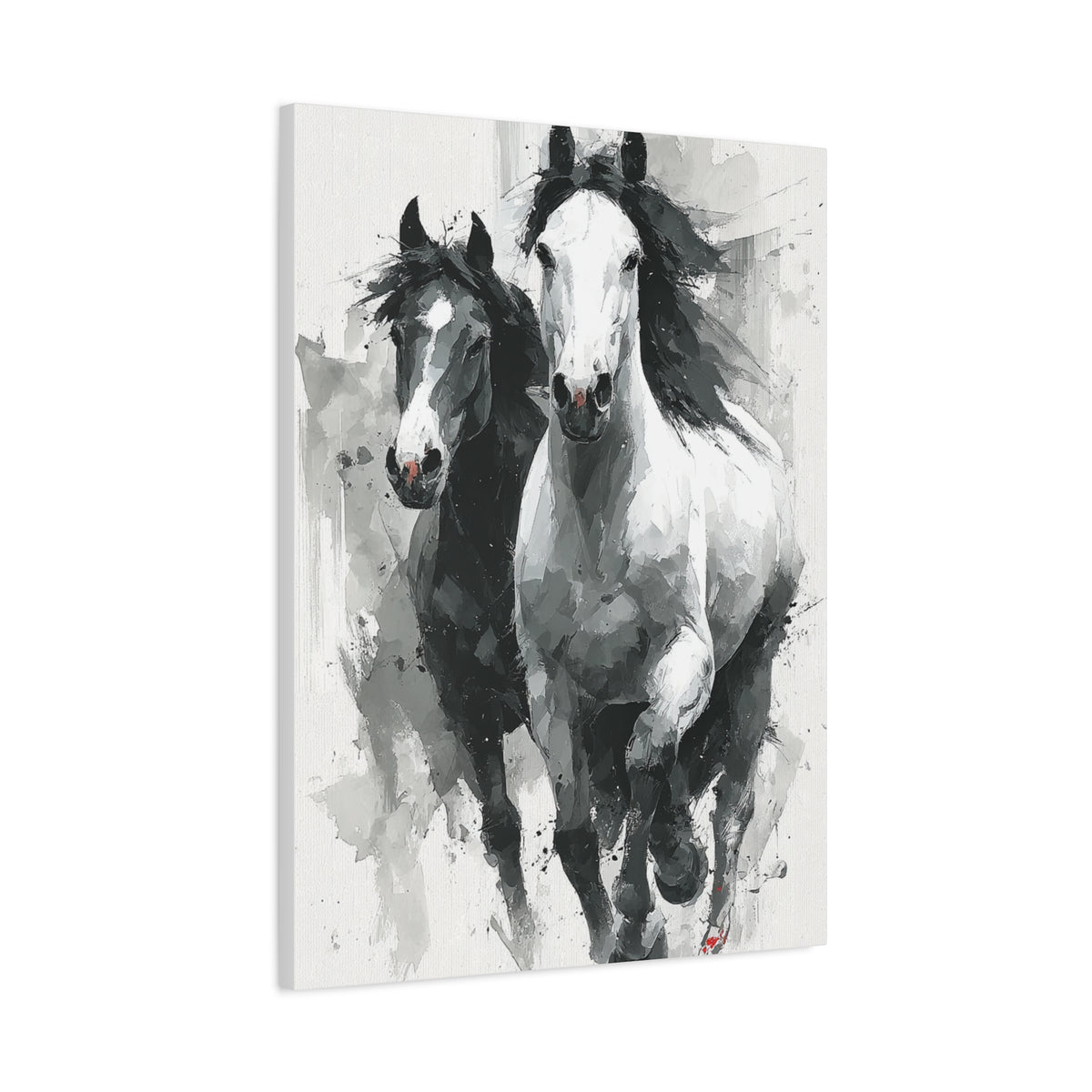 Monochrome Running Horses Abstract Wall Art & Canvas Print
