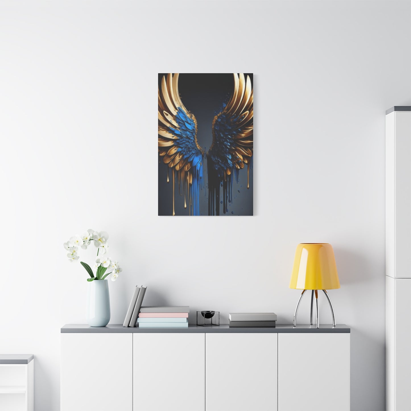 Gold and Blue Angel Wings Wall Art & Canvas Prints
