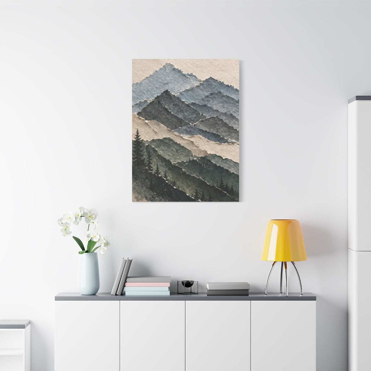 Abstract Layered Paper Mountain Wall Art & Canvas Print