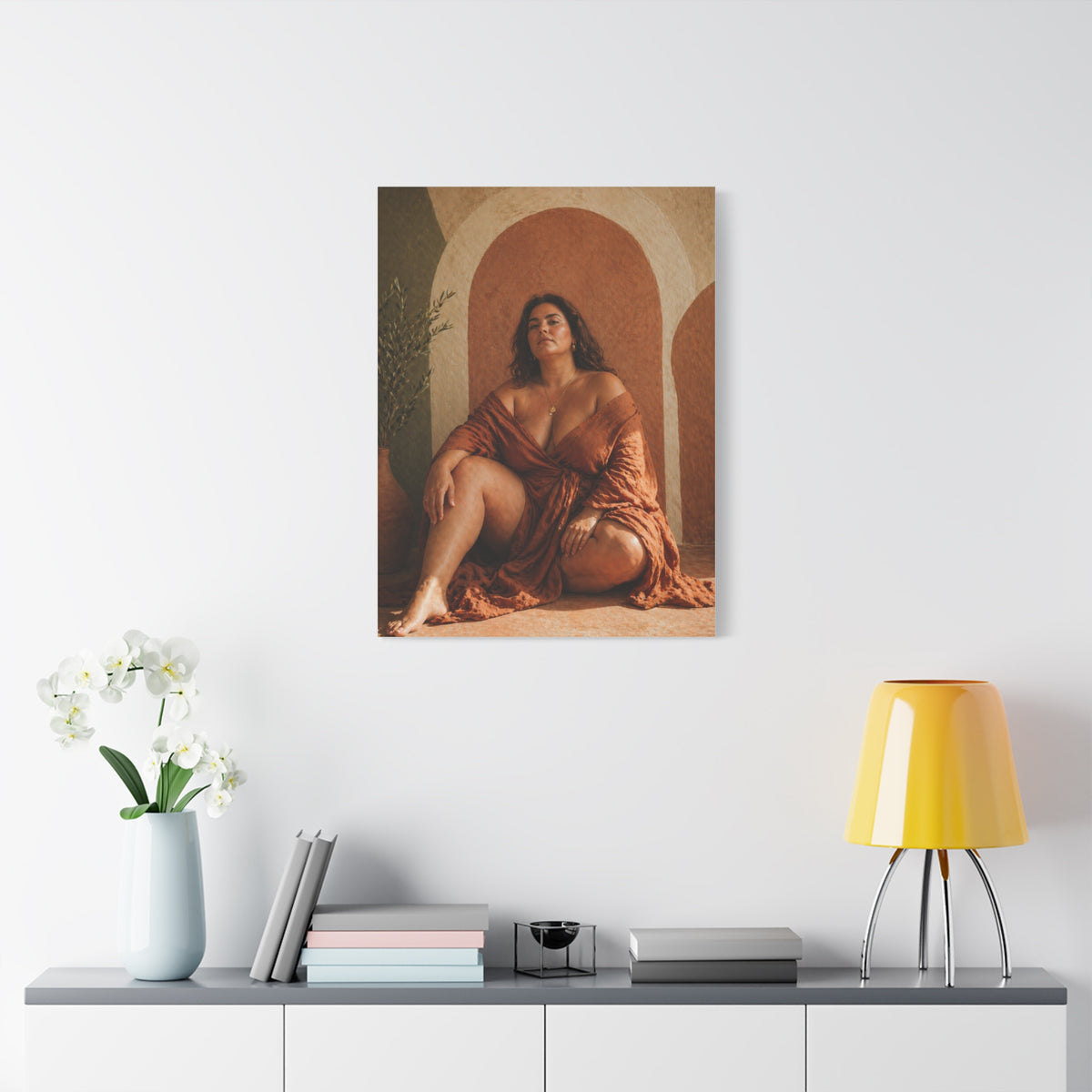 Boho Body-Positive Seated Portrait Wall Art & Canvas Print