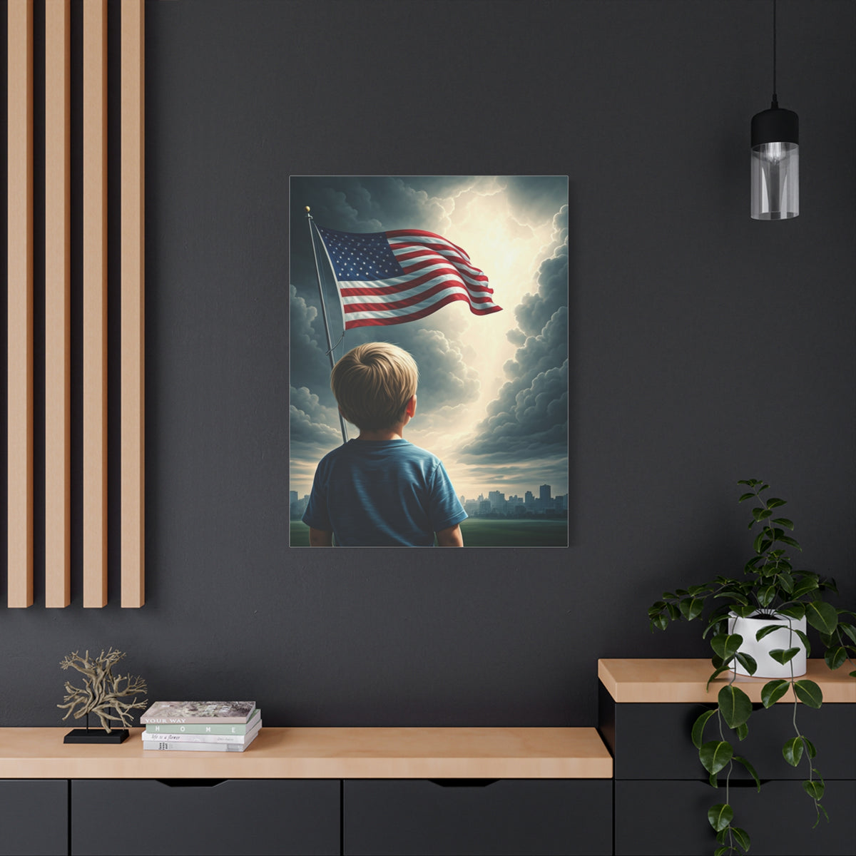 Child Watching the Flag of Tomorrow Wall Art & Canvas Prints