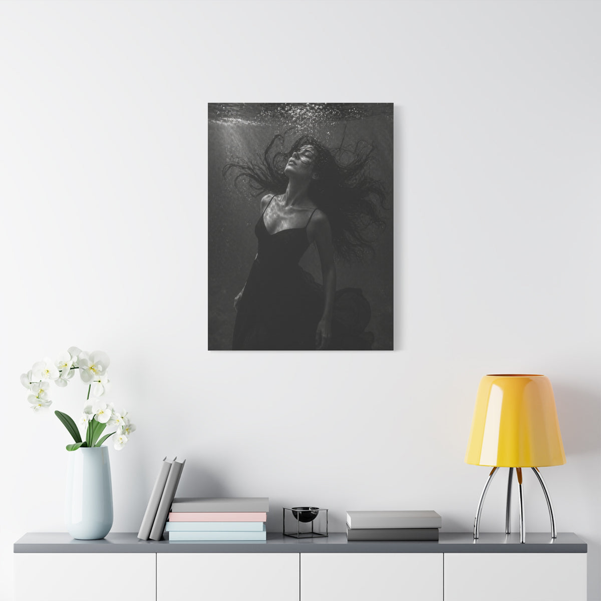 Submerged Black and White Portrait Wall Art & Canvas Print