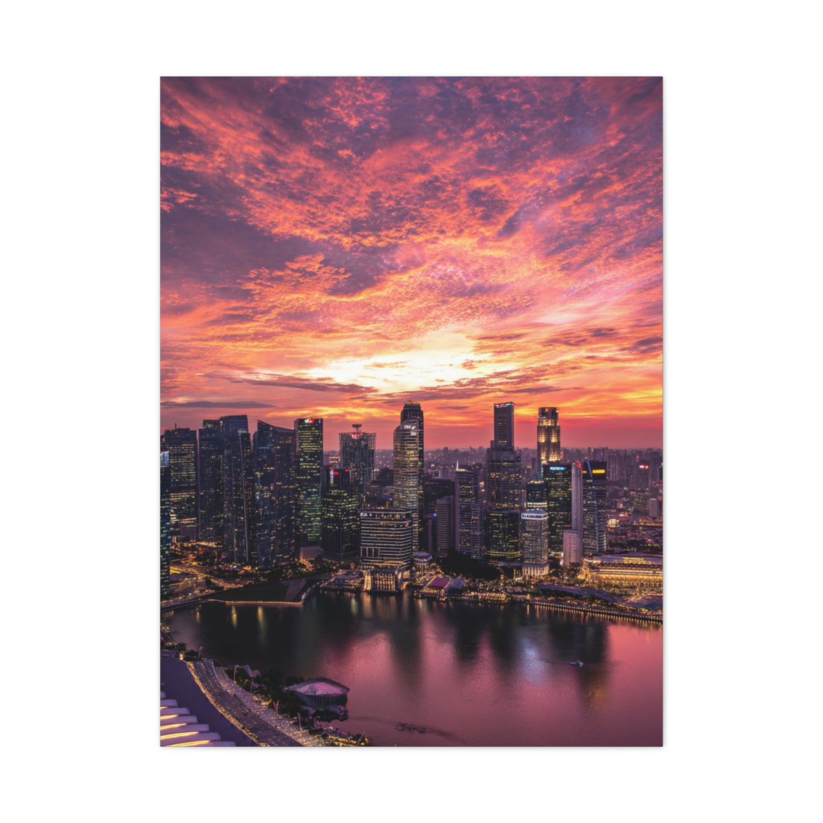 Singapore Skyline Sunset Reflections Wall Art & Canvas Print