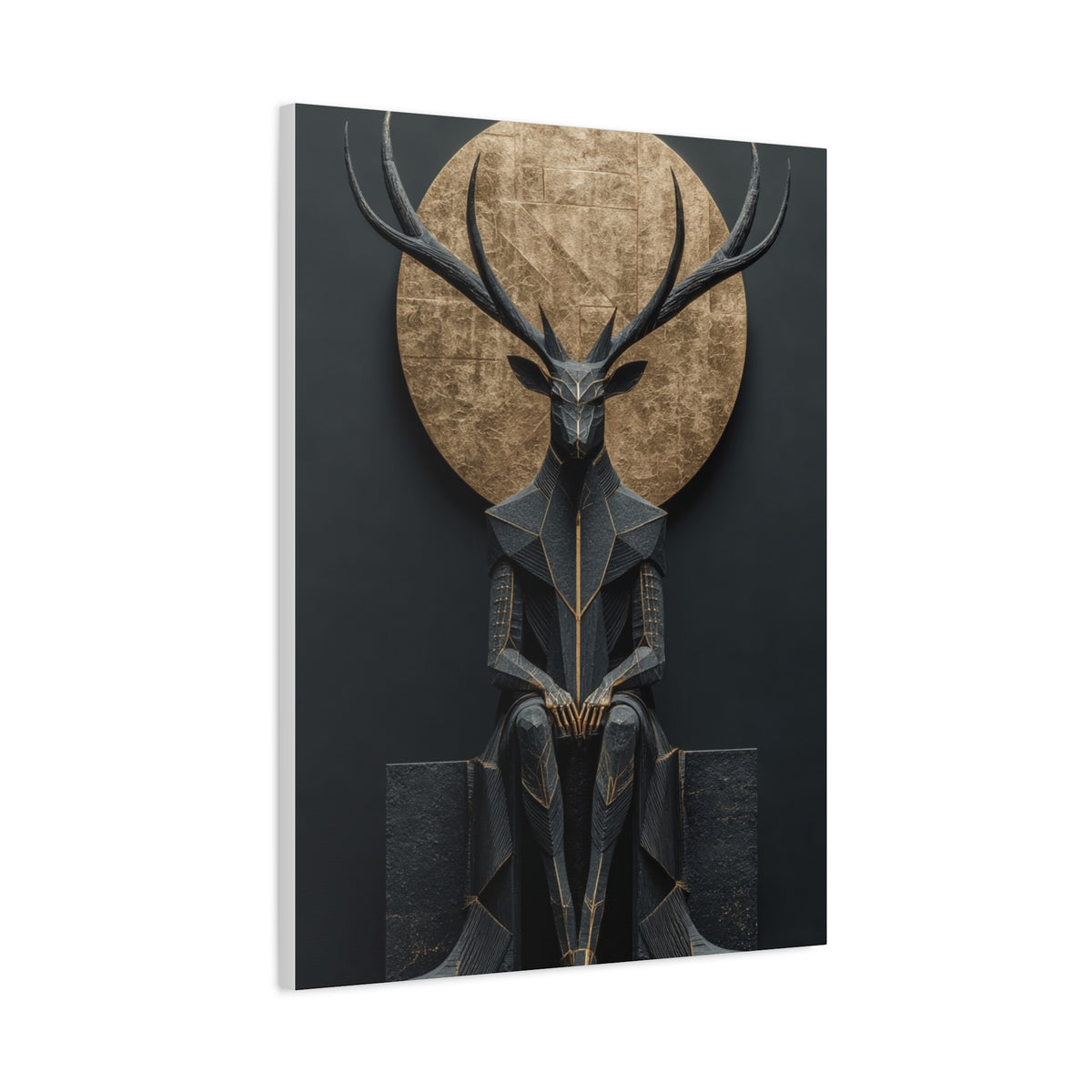 Art Deco Golden Halo Stag Wall Art & Canvas Print
