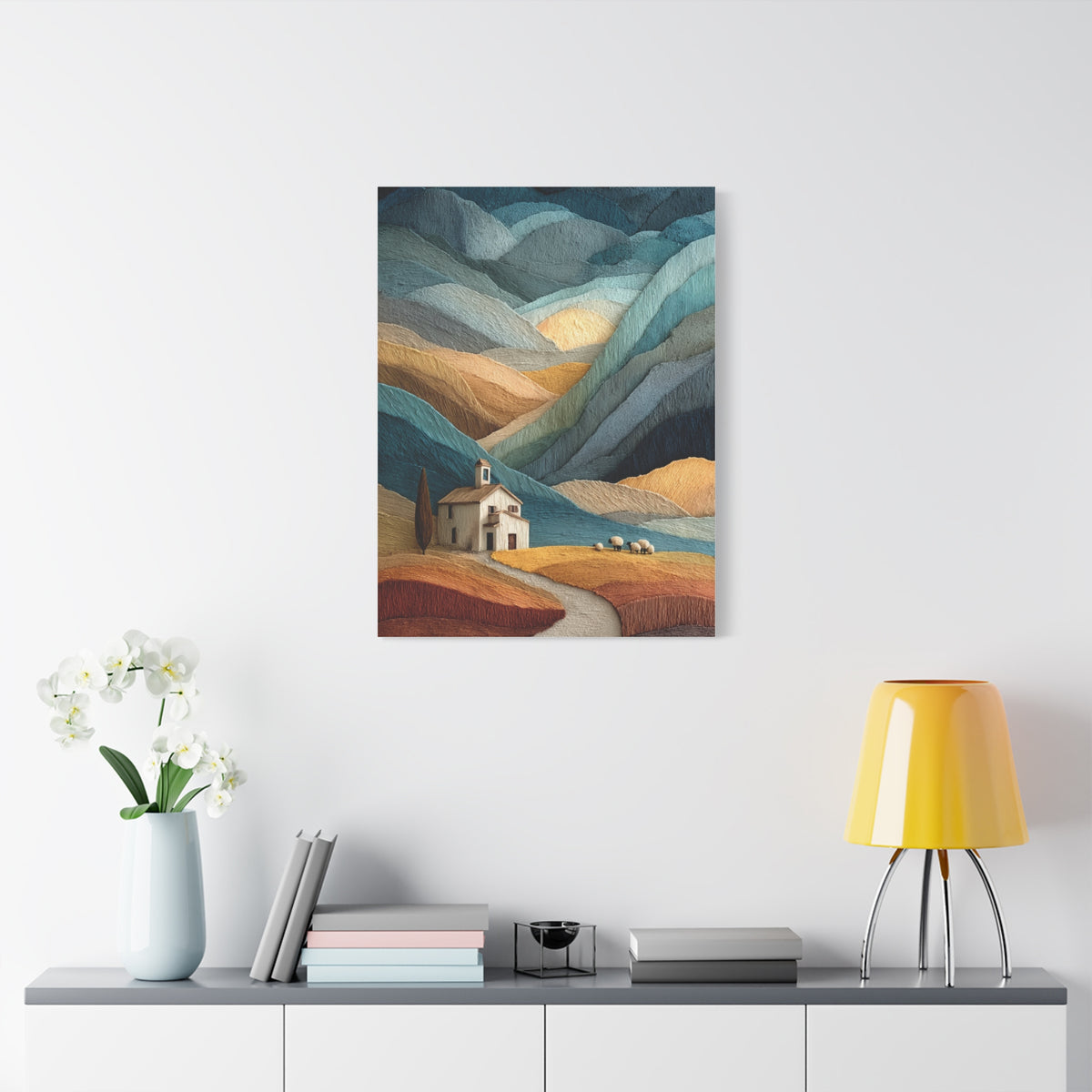 Abstract Farmhouse Landscape Composition Wall Art & Canvas Print