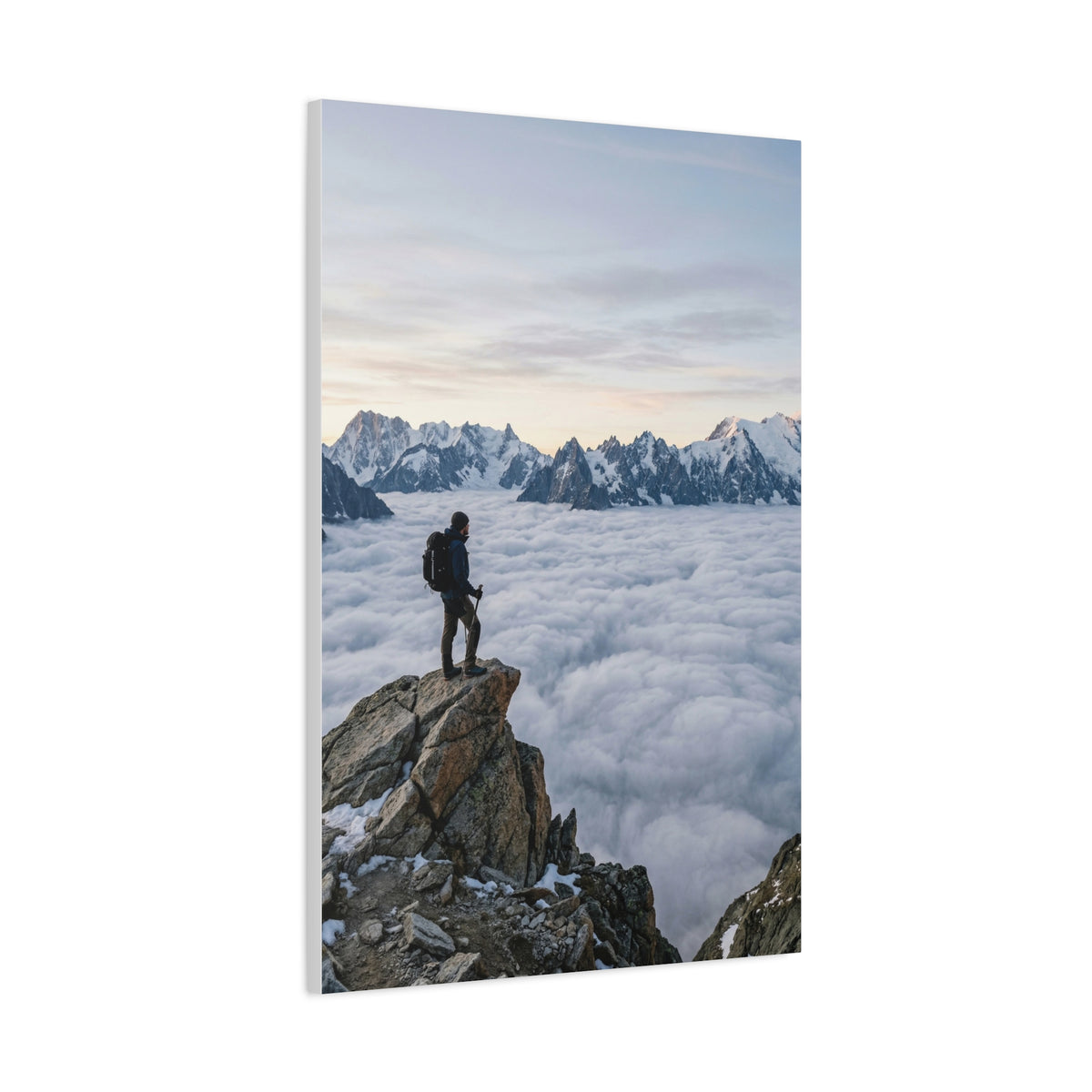 High Altitude Cloud Sea & Hiker Wall Art & Canvas Print