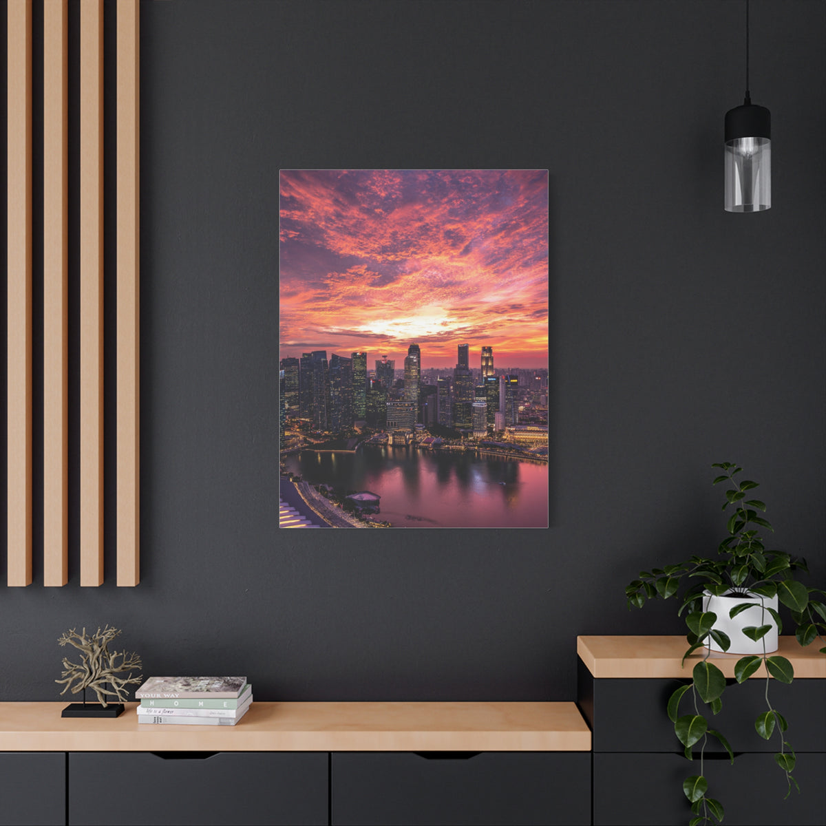 Singapore Skyline Sunset Reflections Wall Art & Canvas Print